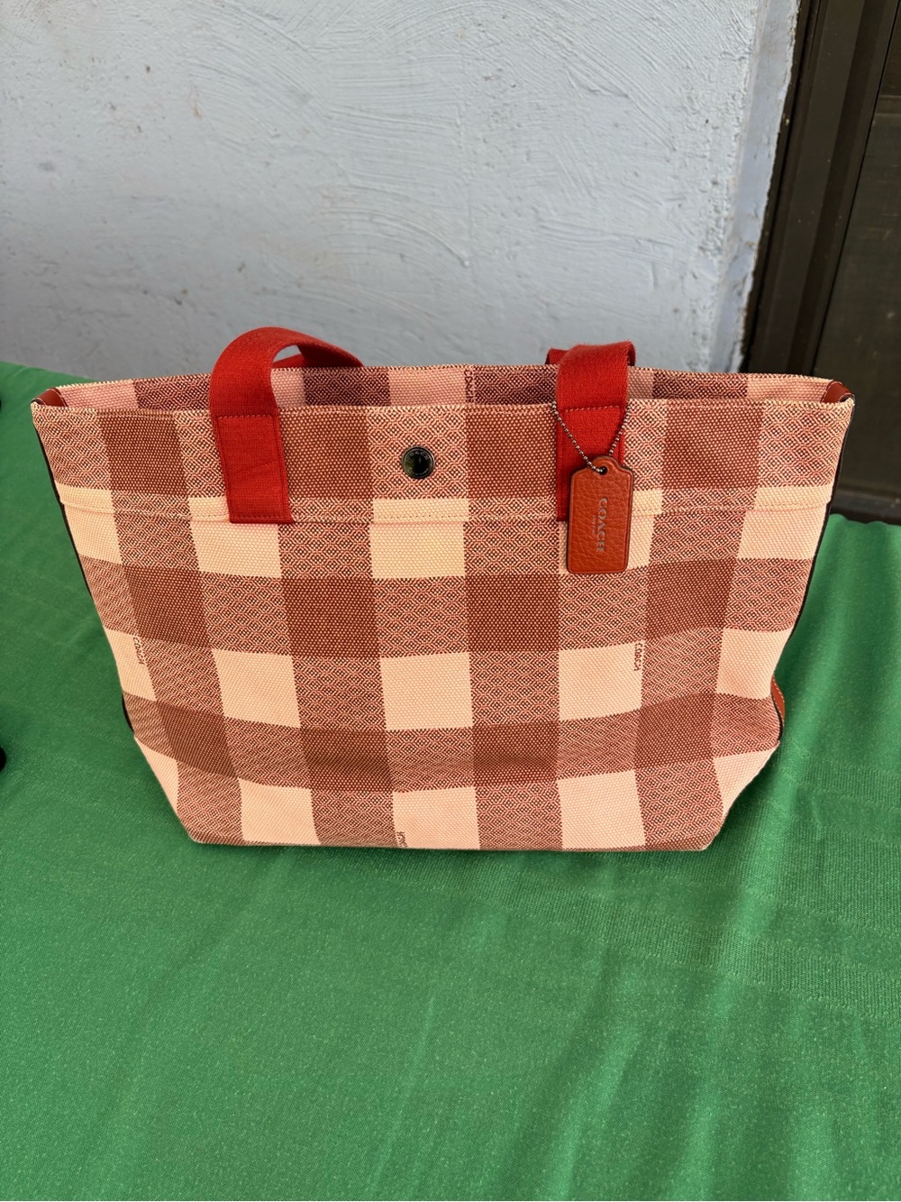 Coach tote bag red and pink plaid - Picture 2 of 9